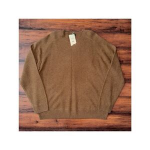 NWT Uniqlo Premium Lambswool Crew Neck Long Sleeve 100% Wool Sweater Brown XXL